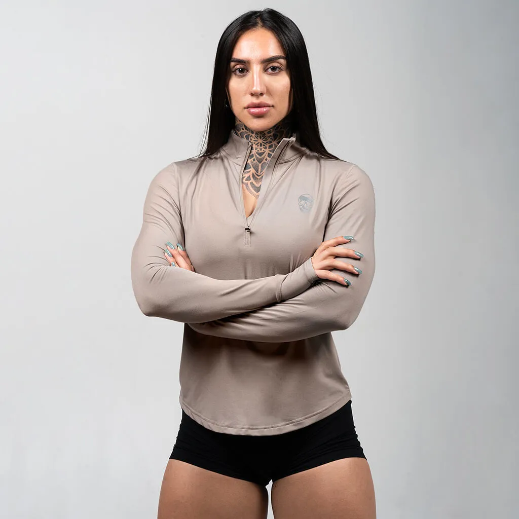 Women's Performance Quarter Zip - Taupe