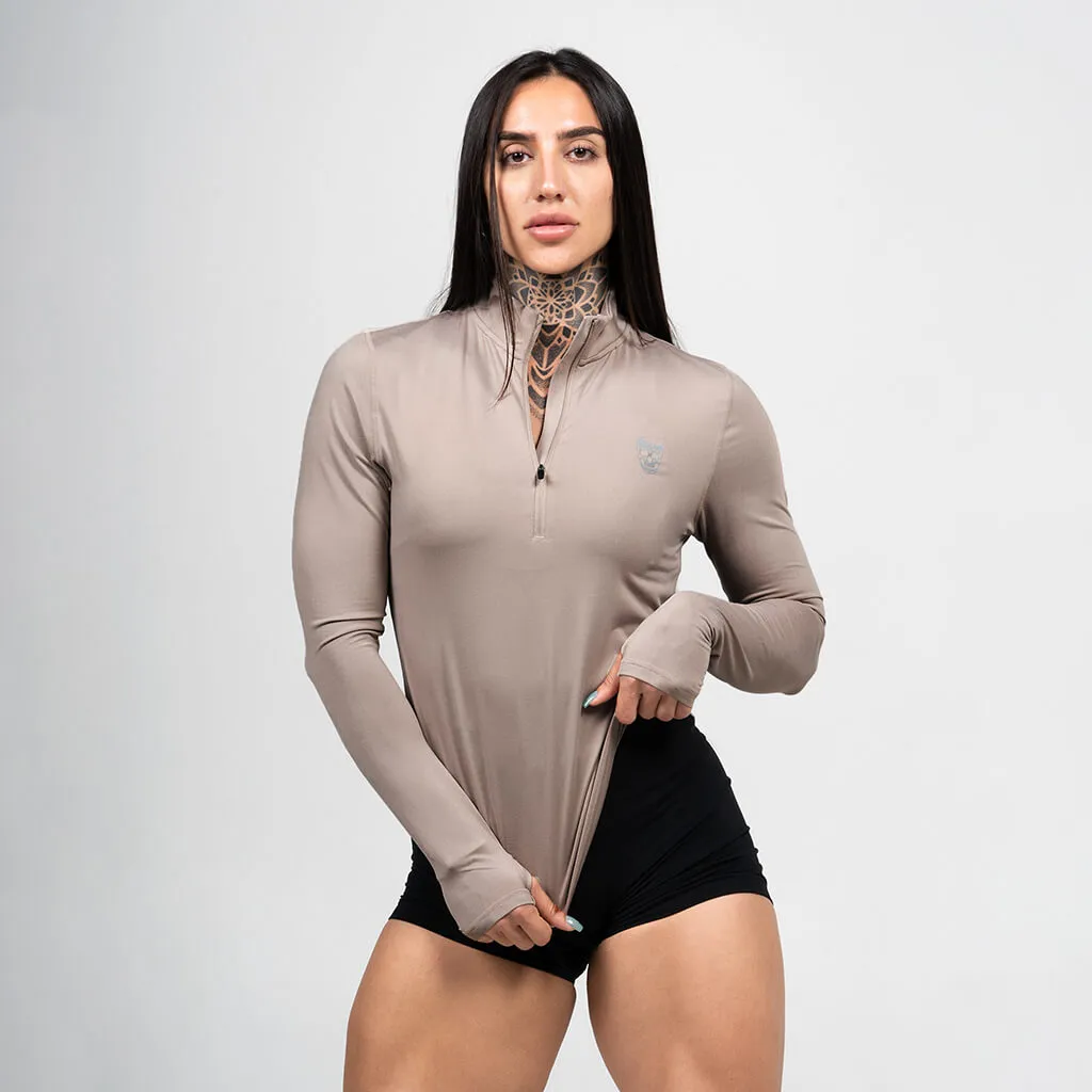 Women's Performance Quarter Zip - Taupe